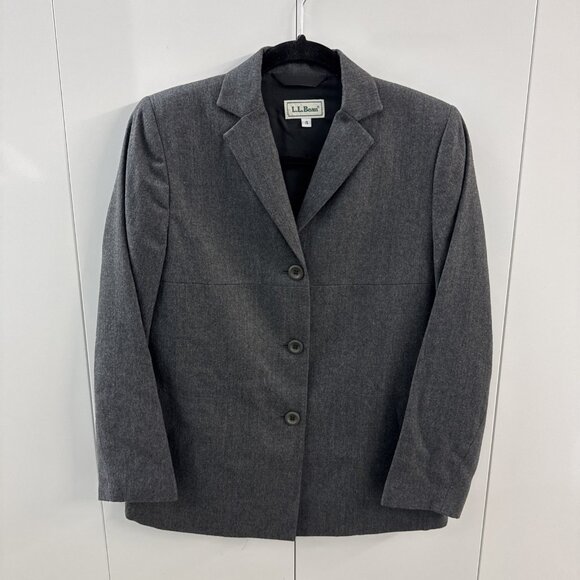 L.L. Bean Jackets & Blazers - Vintage LL Bean Wool Blazer Jacket Womens Size 4 Grey Business Casual 3 Button